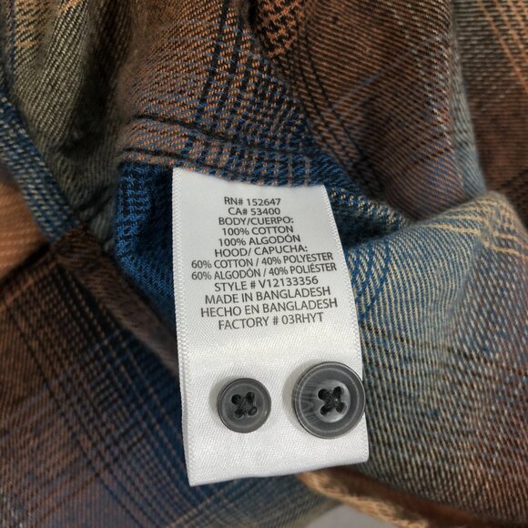 Valor Collective Shirt Men's Large Blue Plaid Hooded Flannel Long Sleeve Button - Picture 4 of 13